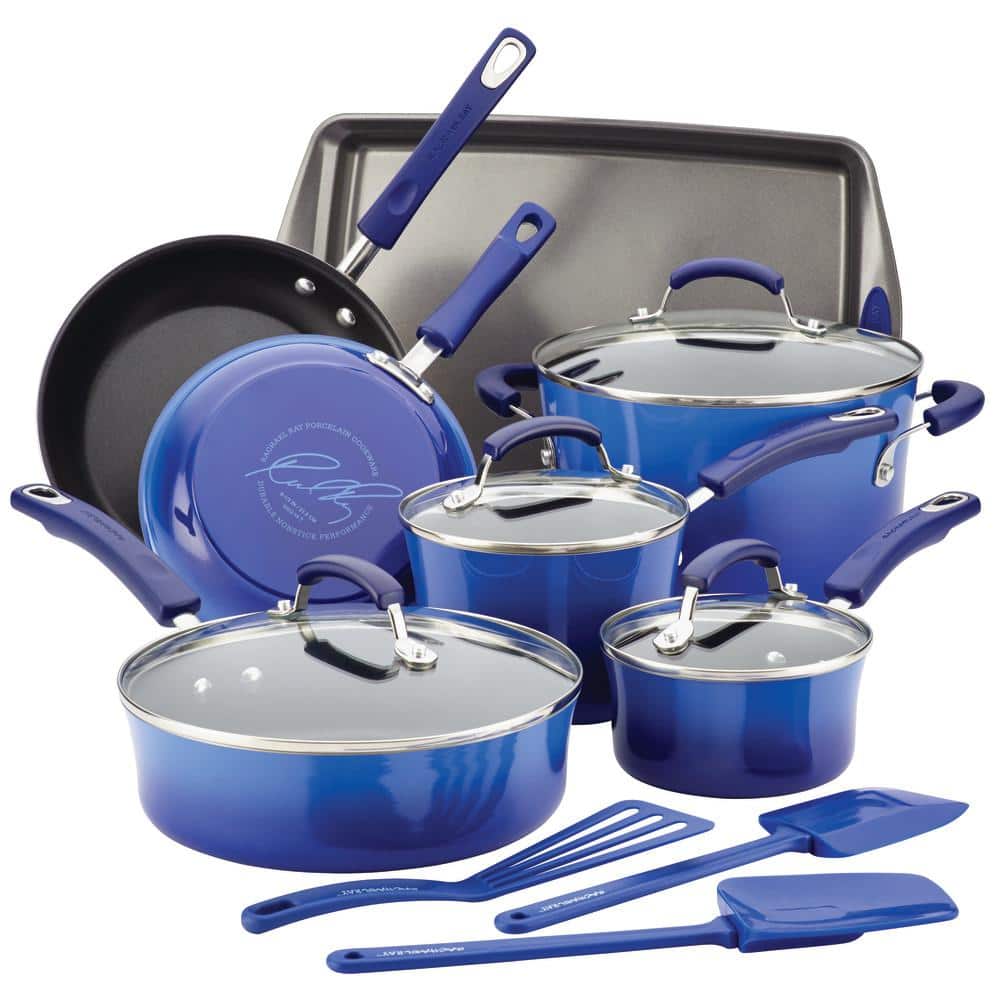 Granite Nonstick Cooking Excellence 24 Piece Cookware Set in Blue - On Sale  - Bed Bath & Beyond - 37065263