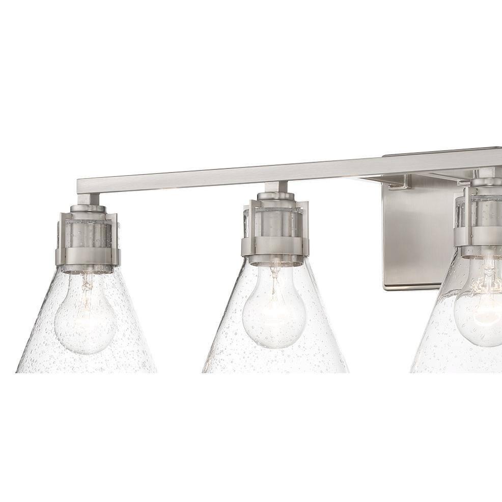 Brushed Nickel 4-Light Dimmable Vanity with Clear Seeded Glass Shades