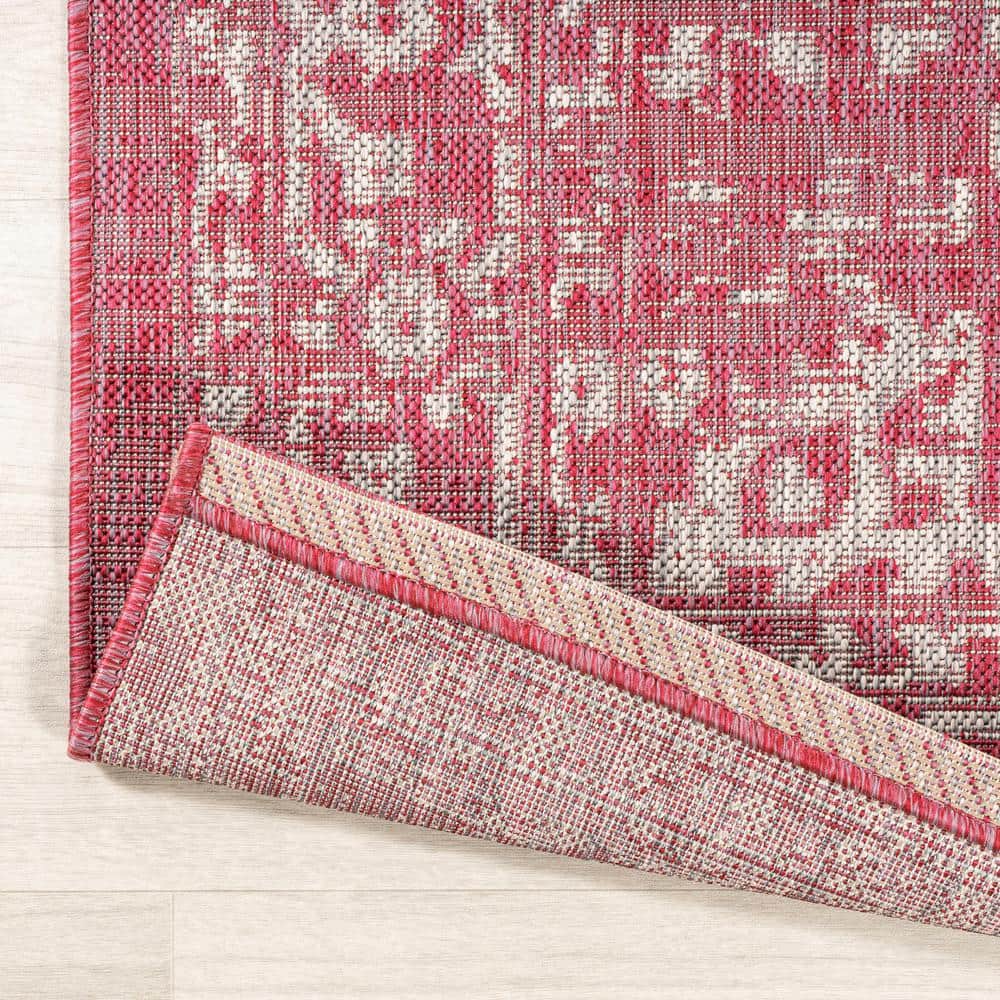 Fuchsia and Light Gray 9' x 12' Bohemian Medallion Rug