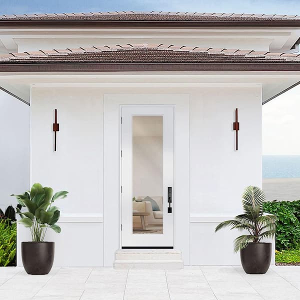 Palisade 32 in. x 96 in. FullLite Clear Impact Glass RHOS Primed Fiberglass Prehung Front Door with 4-9/16 Frame
