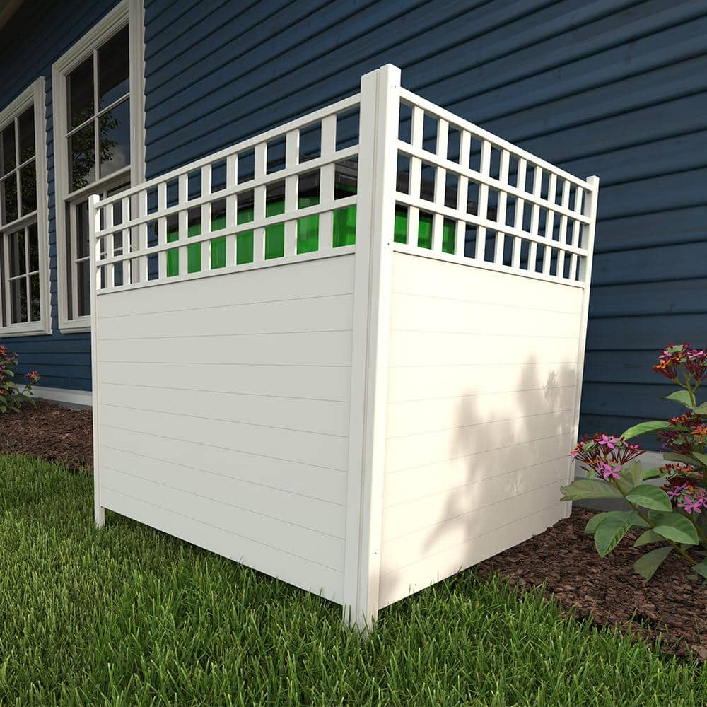 Keswick White Vinyl Lattice-Top Privacy Fence Panels, 3.5-ft