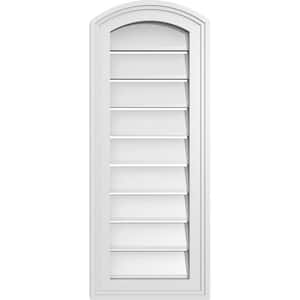 12 in. x 28 in. Arch Top Surface Mount PVC Gable Vent: Decorative with Brickmould Frame