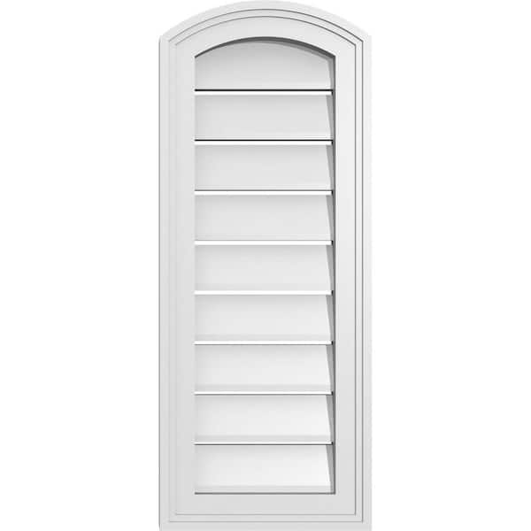 Ekena Millwork 12 in. x 28 in. Arch Top Surface Mount PVC Gable Vent: Decorative with Brickmould Frame