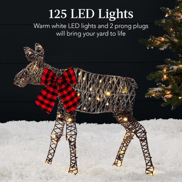 Best Choice Products 4 ft. 2-Piece Lighted Rattan 2D Christmas