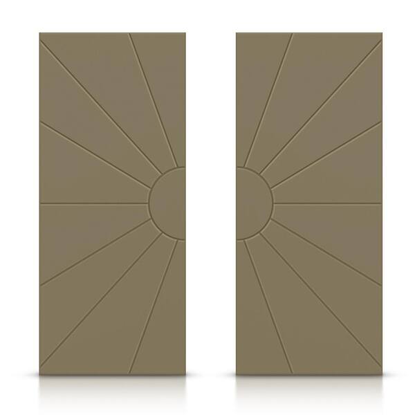 CALHOME 48 in. x 84 in. Hollow Core Olive Green Painted Composite MDF Interior Double Closet Sliding Doors