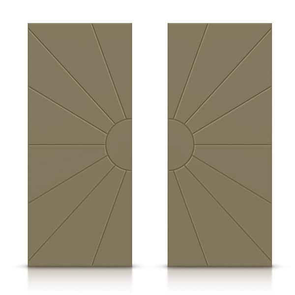 CALHOME 60 in. x 96 in. Hollow Core Olive Green Painted Composite MDF Interior Double Closet Sliding Doors