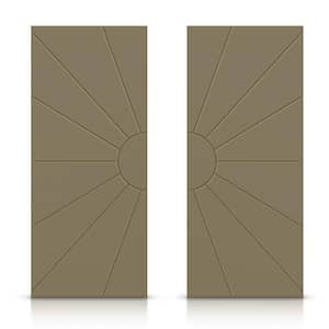 84 in. x 96 in. Hollow Core Olive Green Stained Composite MDF Interior Double Closet Sliding Doors
