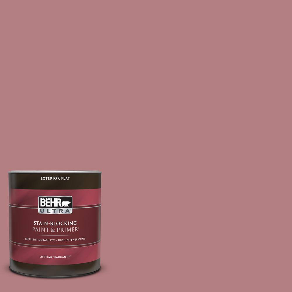 BEHR ULTRA 1 qt. T1415 Minuet Rose Flat Exterior Paint & Primer