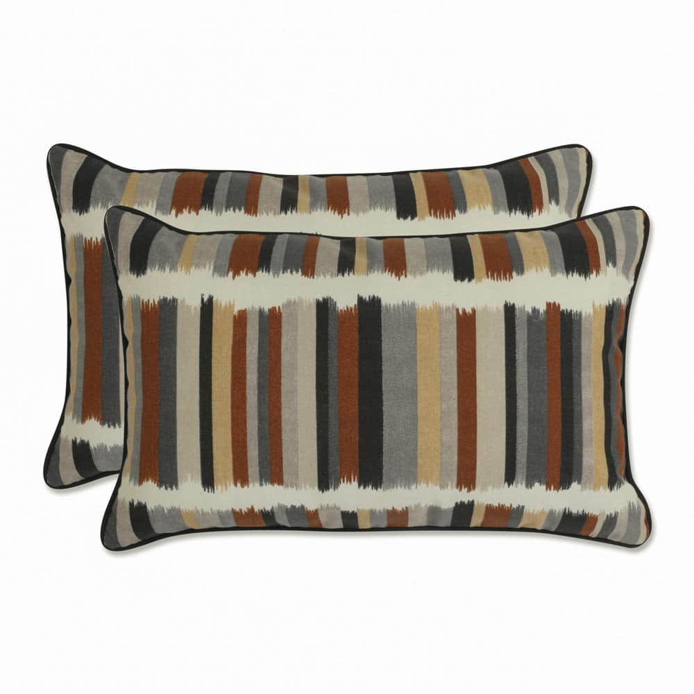 Ebony Multi Striped Indoor/Outdoor Lumbar Throw Pillow Set