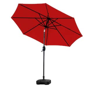 9 ft. Tilt and Crank Patio Table Umbrella With Square Base in Red