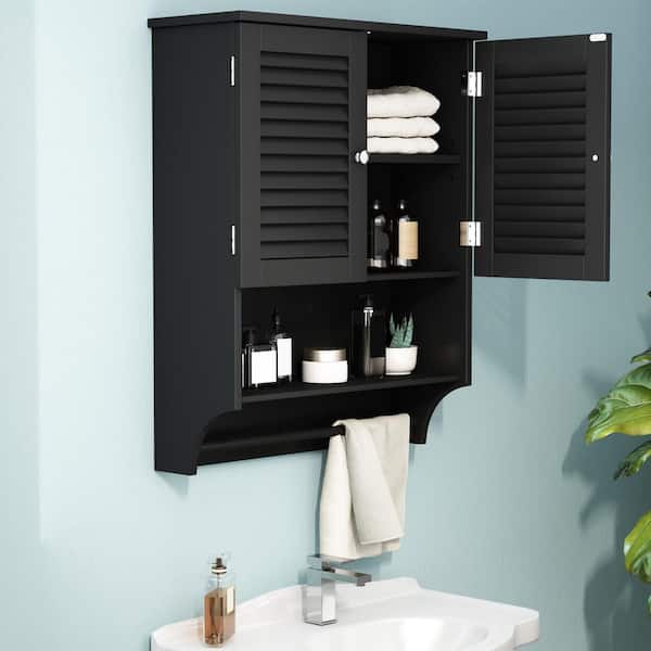 23.6 in. W x 29.5 in. H Rectangular Black MDF Surface Mount Medicine Cabinet without Mirror