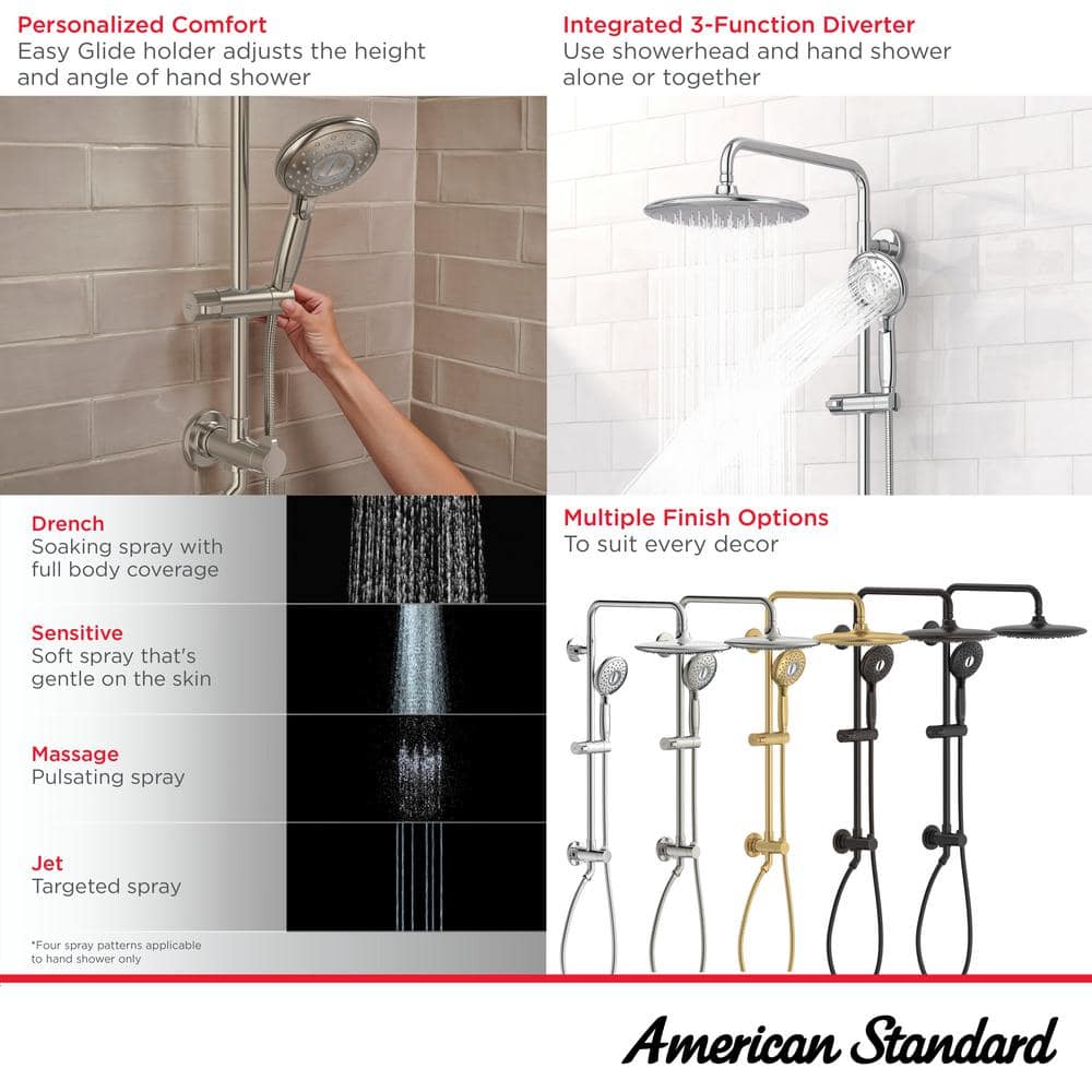Brushed Nickel Multi-Head Adjustable Rain Shower System