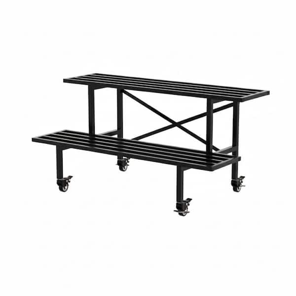 2 Tier Sturdy Metal Plant Stand with Wheels, Heavy Duty Plant Holder, 440 lbs. Capacity (35.43 in. W x 16.14 in. H)