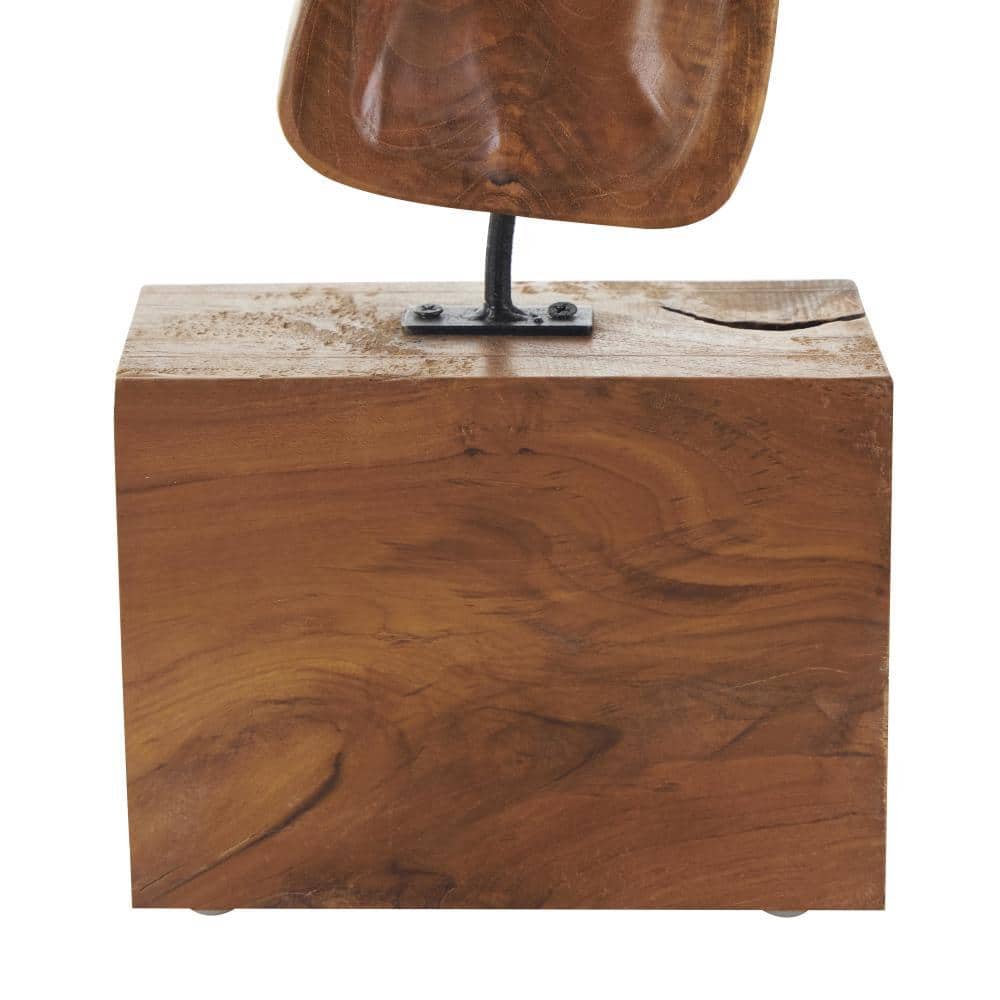 Brown Teak Wood Live Edge Abstract Tabletop Sculpture