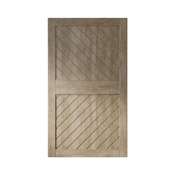 XT4 48 in. x 84 in. C-Panel Solid Core Classic Gray Slanted Stripe Design Pine Wood Interior Sliding Barn Door Slab