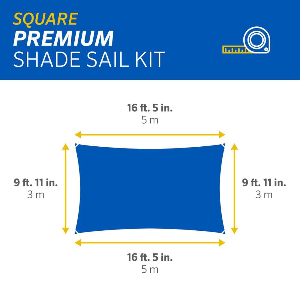 Coolaroo Slate Blue HDPE Rectangle Shade Sail Kit 16'5" x 9'11"