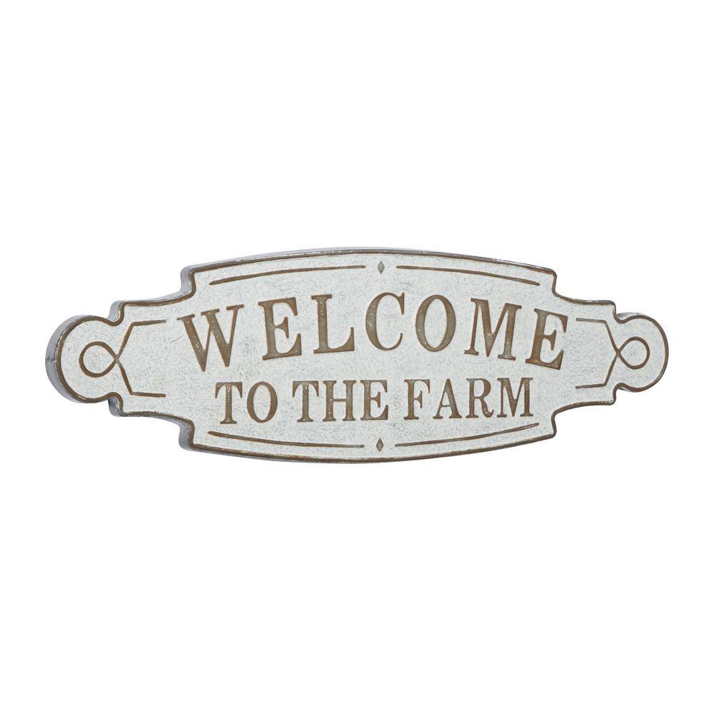 Rustic Beige and Off-White Iron Farmhouse Welcome Sign