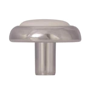 1-1/4 in. White And Chrome Round Cabinet Knob