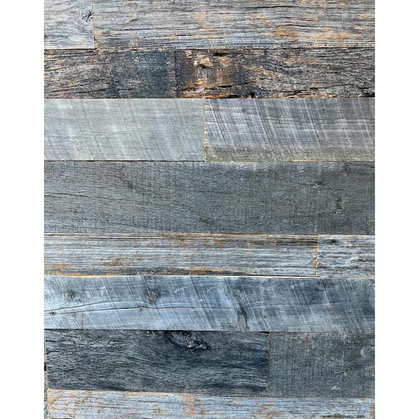 BARNLINE VINTAGE LUMBER CO RECLAIMED INTHE U.S.A. 5/16 in. x 3 in. x 4 ft.  Weathered Gray Kiln Dried Barn Wood Plank (10 sq. ft.) 510696