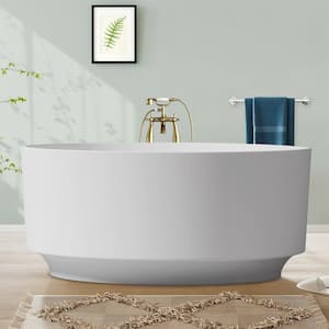 Exquisite 49.2 in. x 49.2 in. Soaking White Solid Surface Bathtub with Center Drain in White