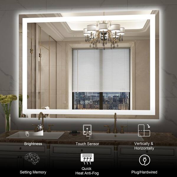 Klajowp 48 in. W x 36 in. H Rectangular Tempered Glass Frameless  