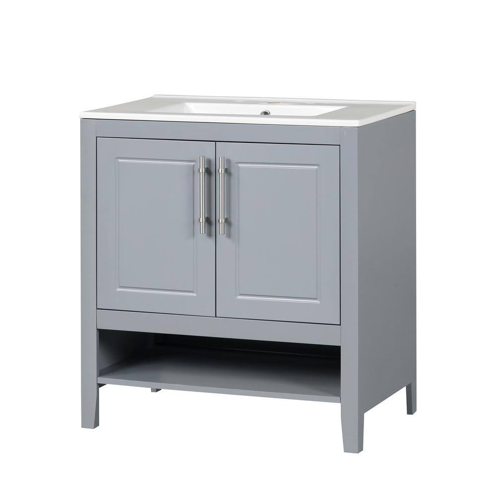 30 in. W x 18.3 in. D x 33 in. H Freestanding Bath Vanity in Gray with Sink