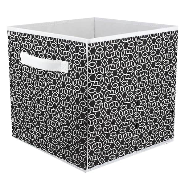 Home Basics 10.5 in. H x 10.62 in. W x 10.5 in. D Black Fabric Cube Storage Bin