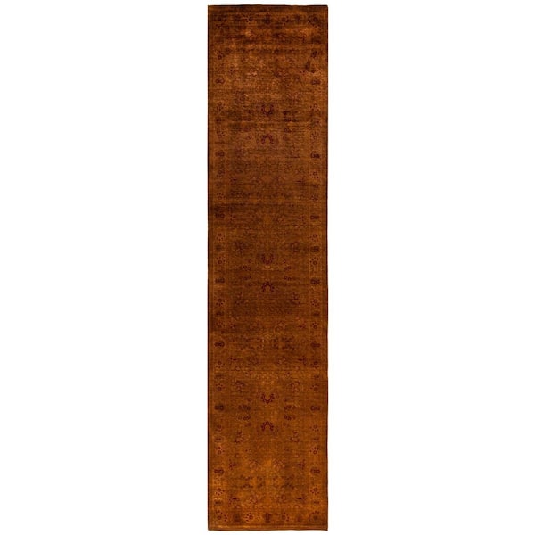 Overdyed Gold 3 x 14 Solid Wool Indoor Runner Rug