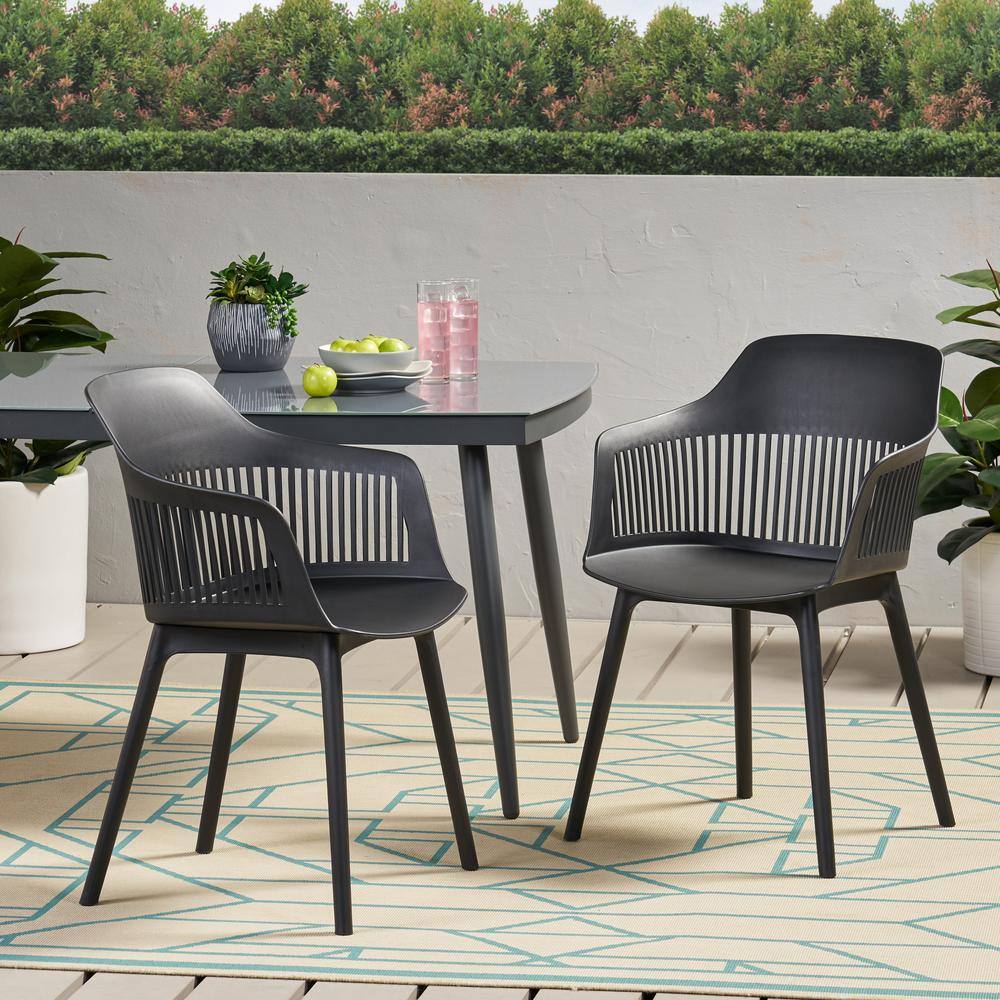 2-piece hard plastic outdoor leisure chair, stylish and atmospheric design,