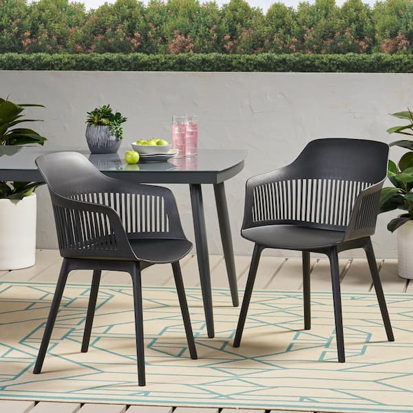2 piece hard plastic outdoor leisure chair stylish and atmospheric design suitable for patio terrace black LQ 74.00BLK The Home Depot