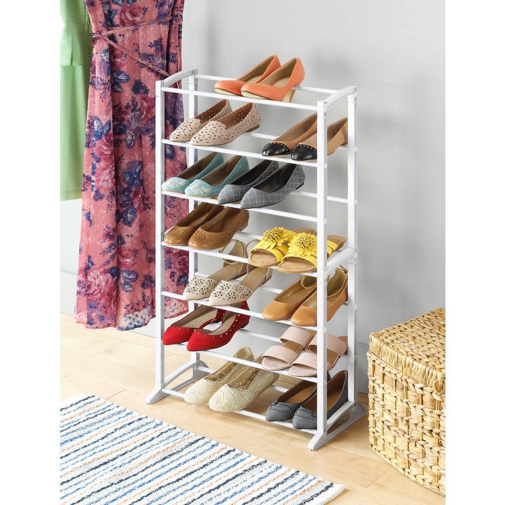 Whitmor 21-Pair White Metal and Plastic Shoe Rack