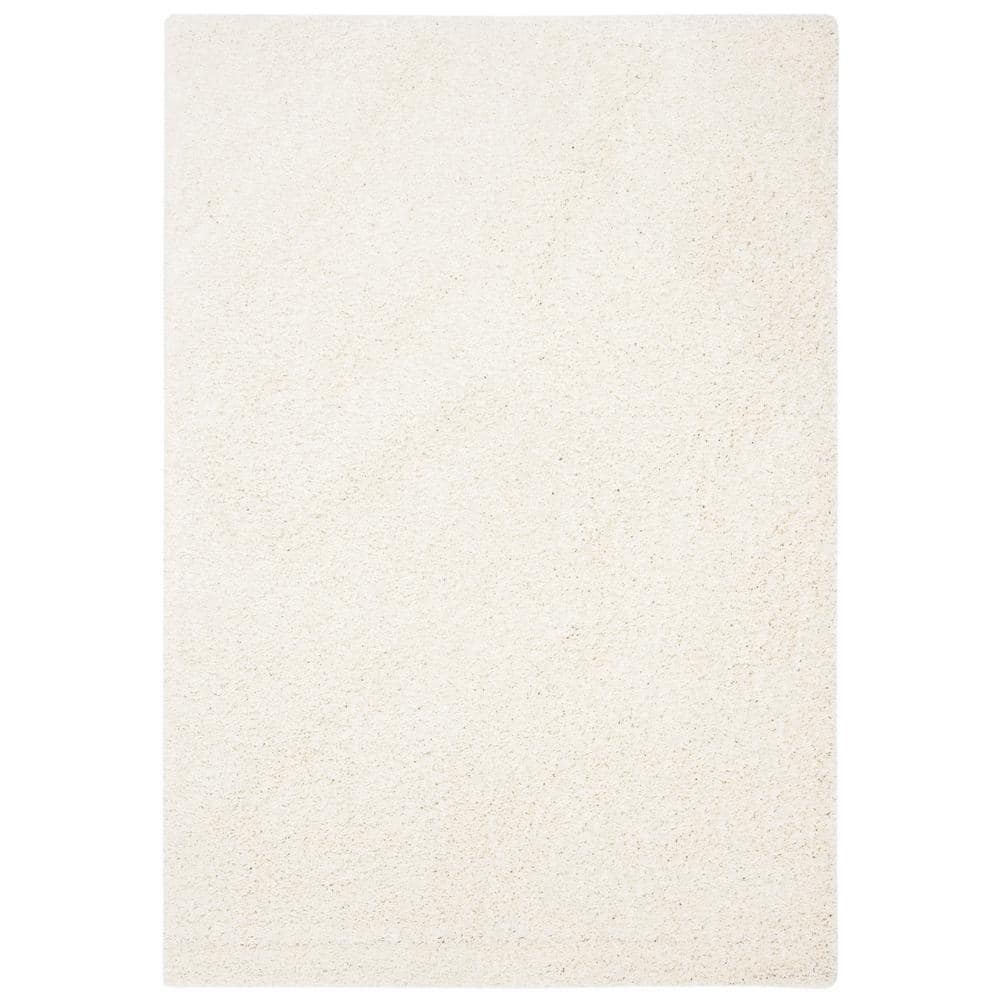 Ivory Bliss 4' x 6' Hand-Knotted Synthetic Shag Area Rug