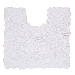 Bell Flower Collection 100% Cotton Tufted Bath Rugs, 20 in. x20 in. Contour, White