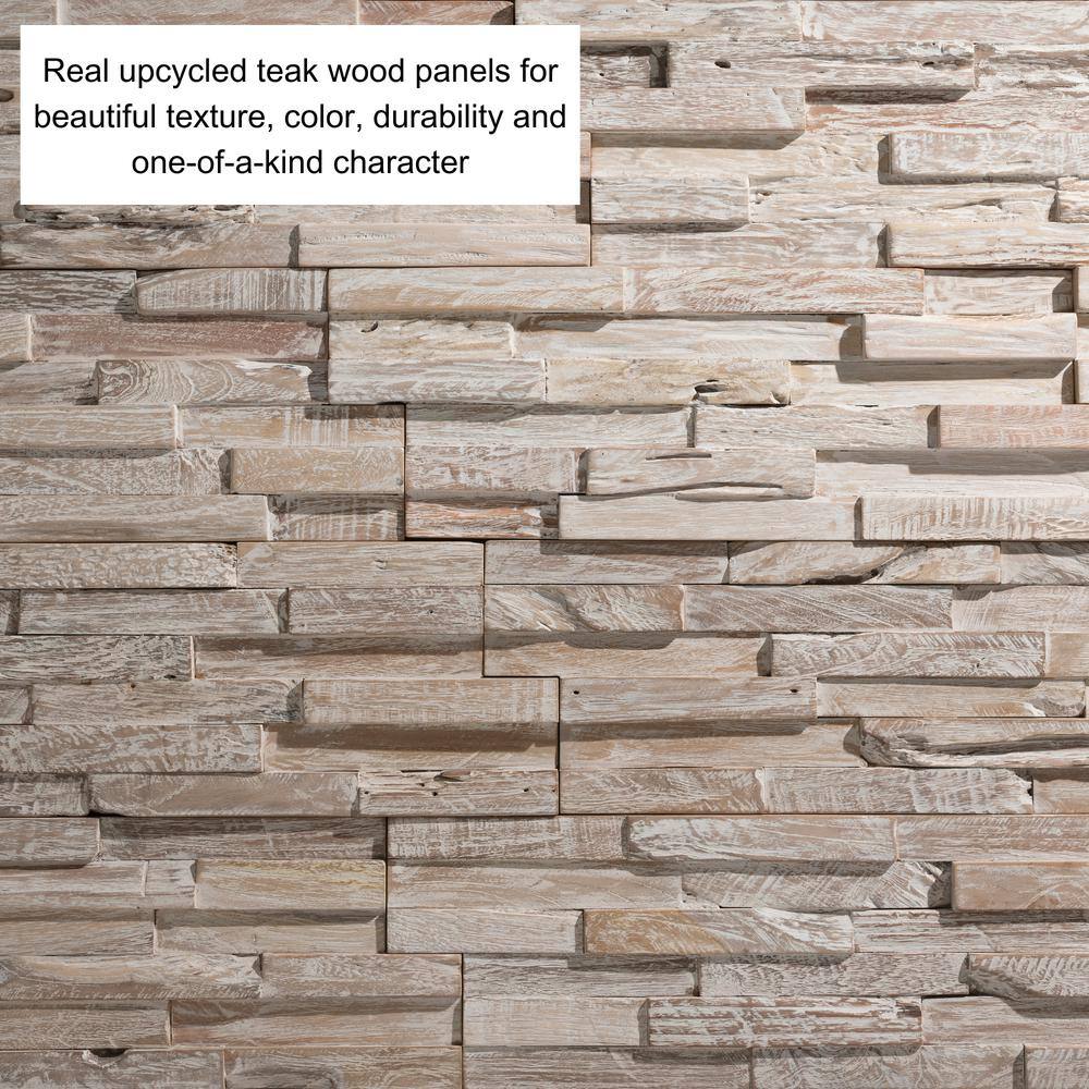 Teak Whitewash 3D Textured Interlocking Wall Panels
