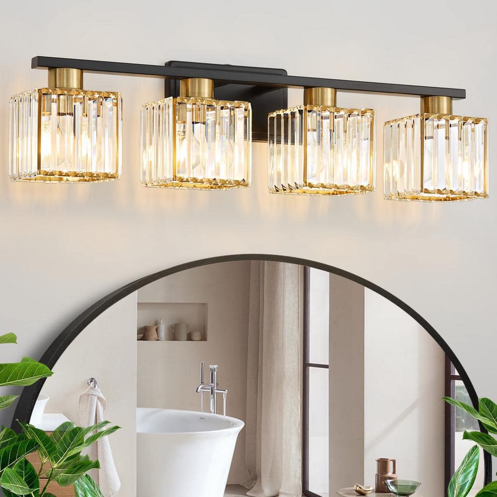Deyidn Modern Luxury 28.9 in. 4-Light Gold Bathroom Vanity Light with ...