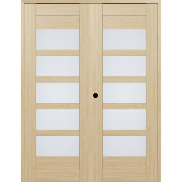 Belldinni Vona 07-07 64 in. x 96 in. Right Active 5-Lite Frosted Glass Loire Ash Wood Composite Double Prehung Interior Door