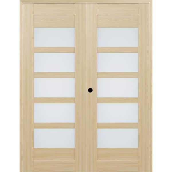 Belldinni 07-07 64 in. x 80 in. Right Active 5-Lite Frosted Glass Loire Ash Wood Composite Double Prehung Interior Door