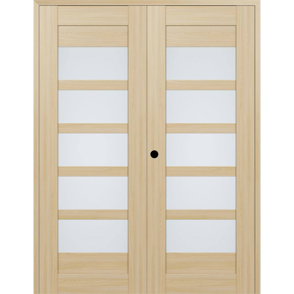Vona 07-07 60 in. W x 80 in. Right Active 5-Lite Frosted Glass Loire Ash Wood Composite Double Prehung Interior Door price history on PriceWatchPro