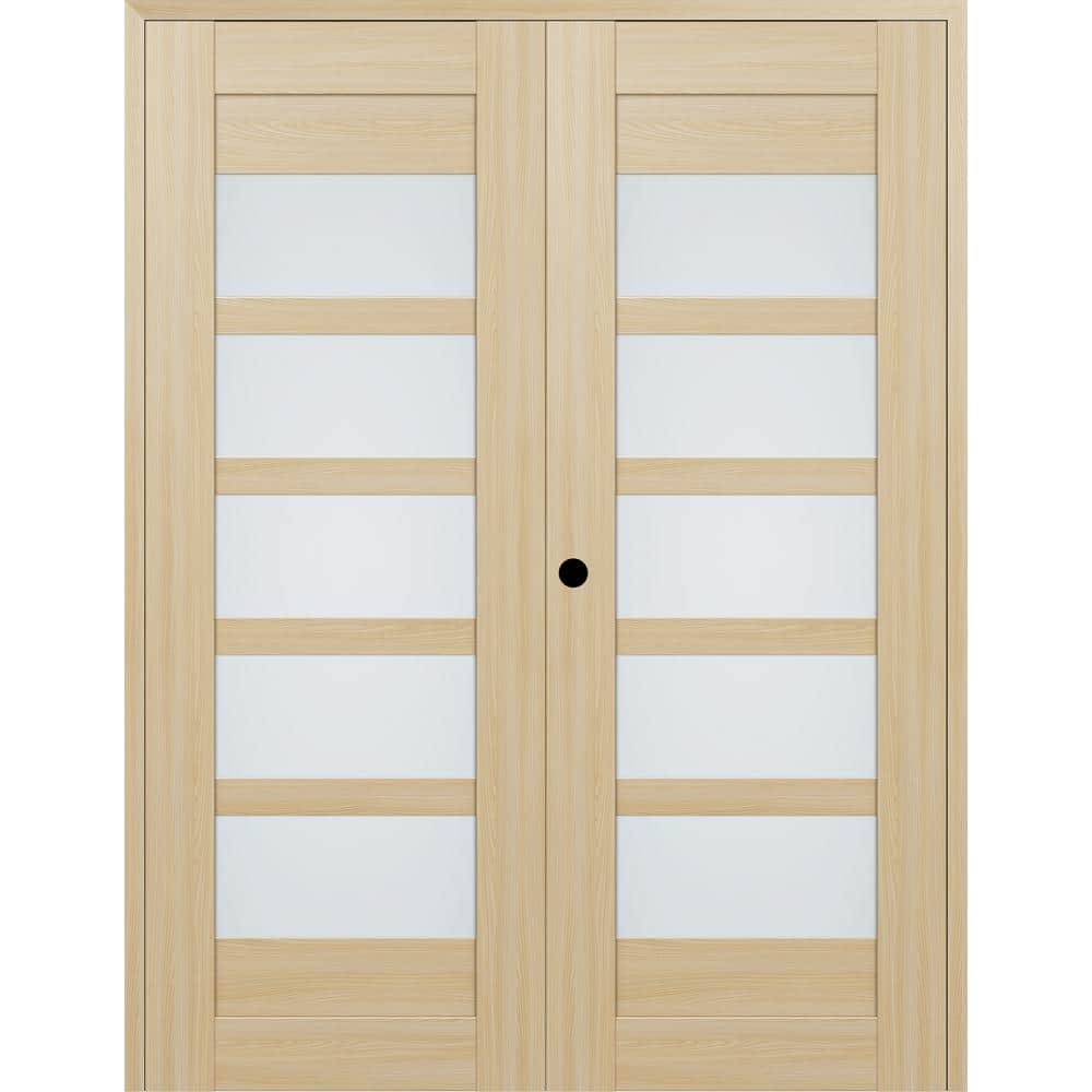 07-07 64 in. x 84 in. Right Active 5-Lite Frosted Glass Loire Ash Wood Composite Double Prehung Interior Door price history on PriceWatchPro