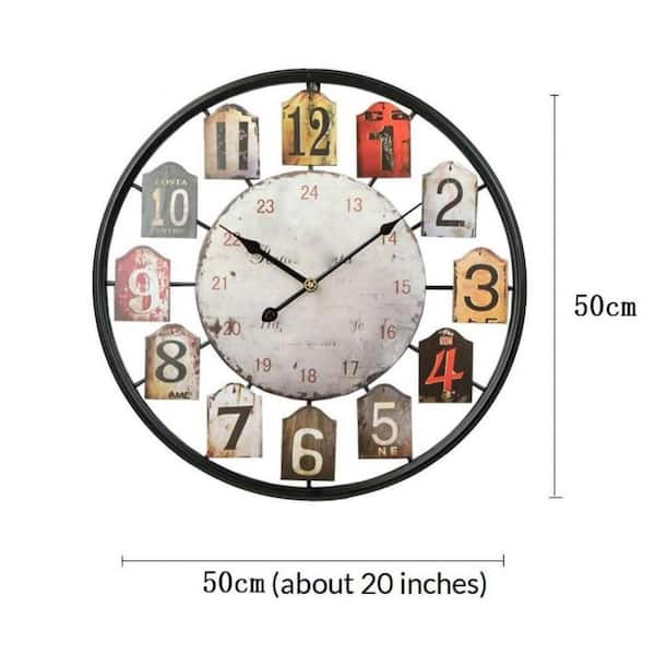 20 Inch Black Analog Metal Silent Non Ticking Wall Clock