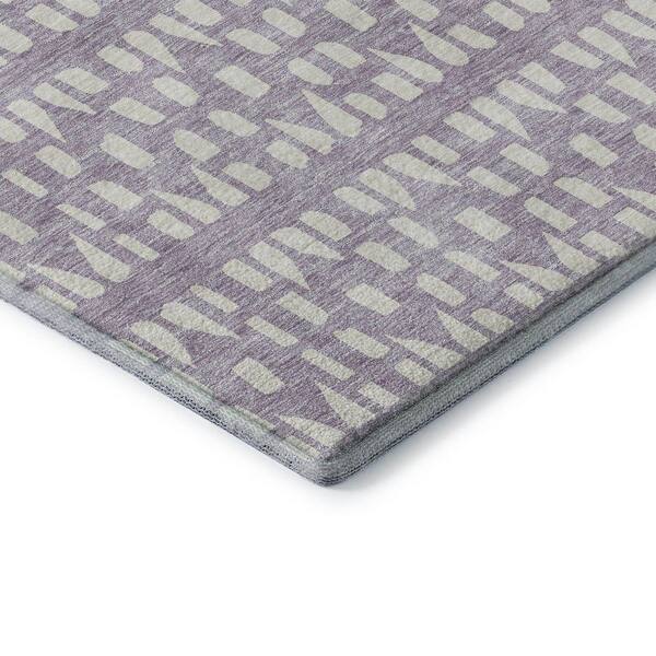 Mayfield Premium Machine Washable Abstract AMF963 Lavender 2 ft. 3 in. x 7 ft. 6 in. Runner Rug