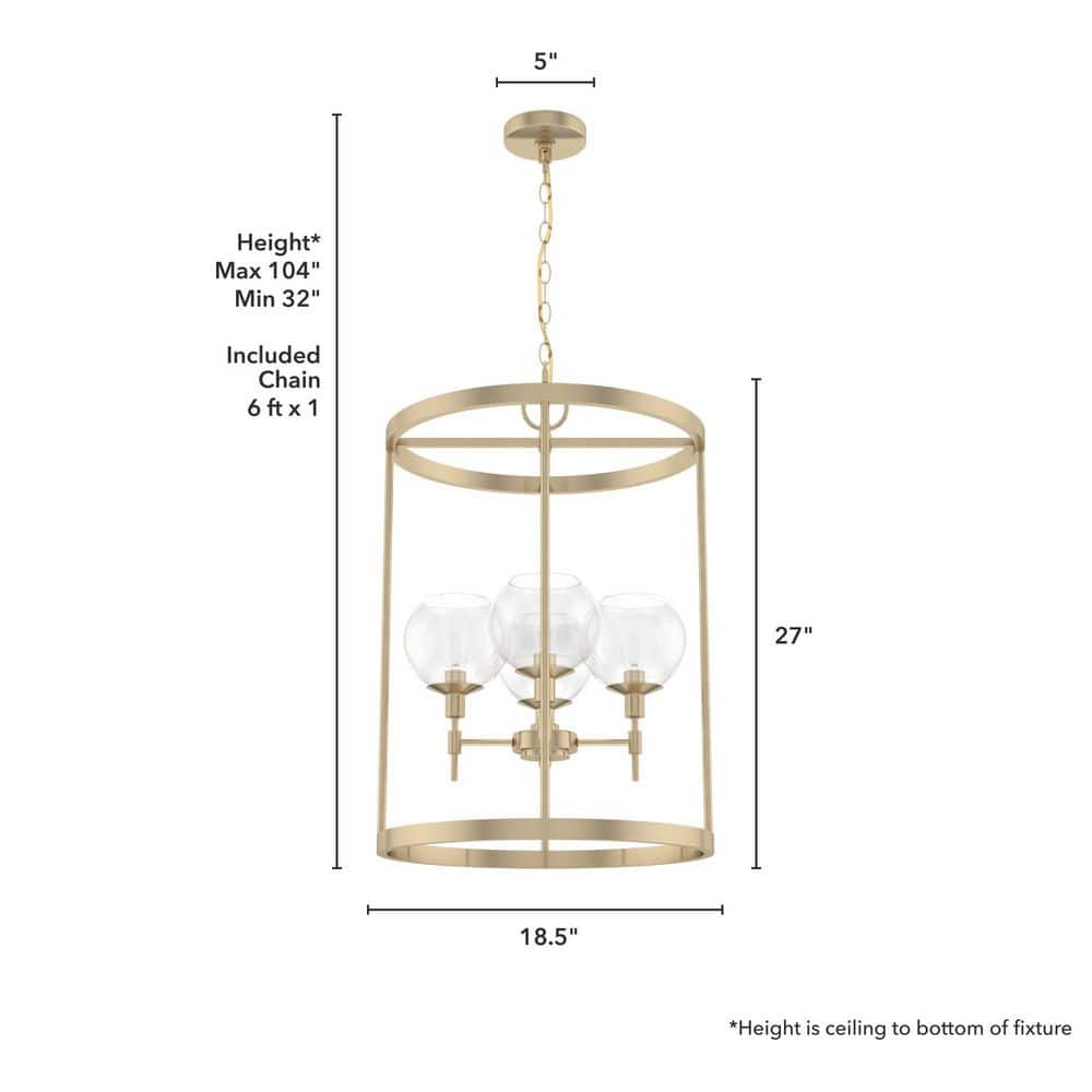 Alturas Gold Modern 4-Light Glass Pendant - 18.5" Wide