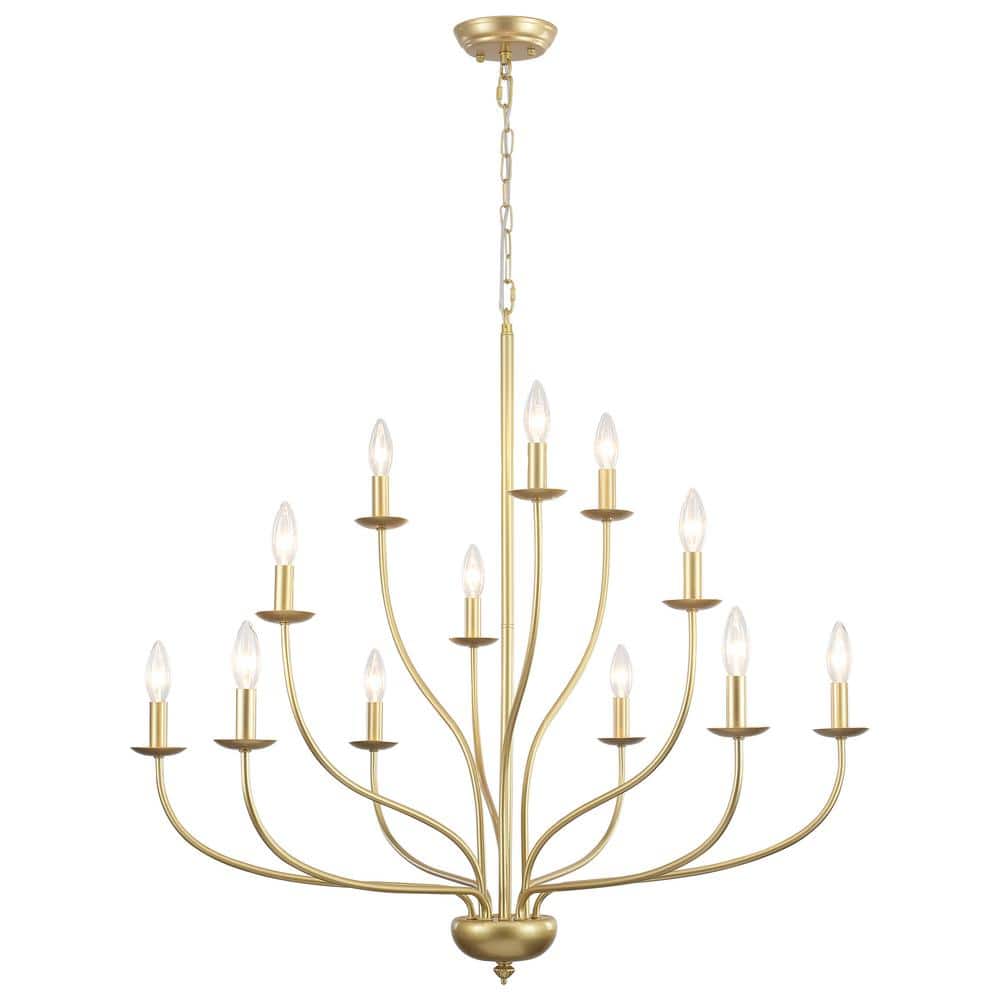 12 - Light 3-Tier Gold Dimmable Classic/Traditional Chandelier Kitchen Island with no Bulbs Included price history on PriceWatchPro