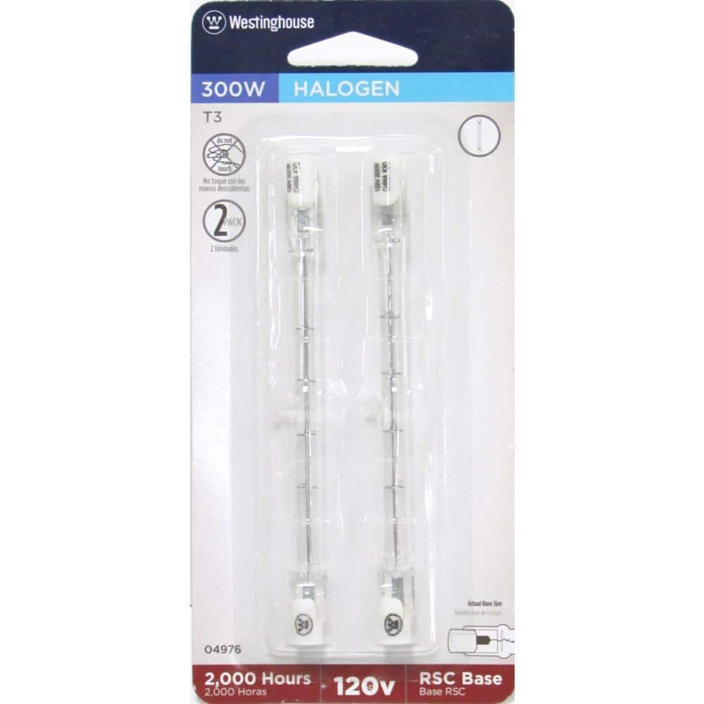 300W Clear Double-Ended Halogen Bulb, 2-Pack