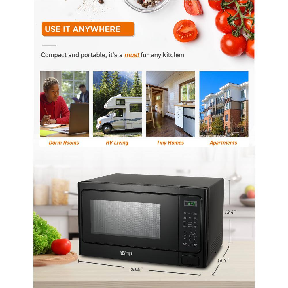 Black 1.3 Cu Ft Countertop Microwave with Digital Controls