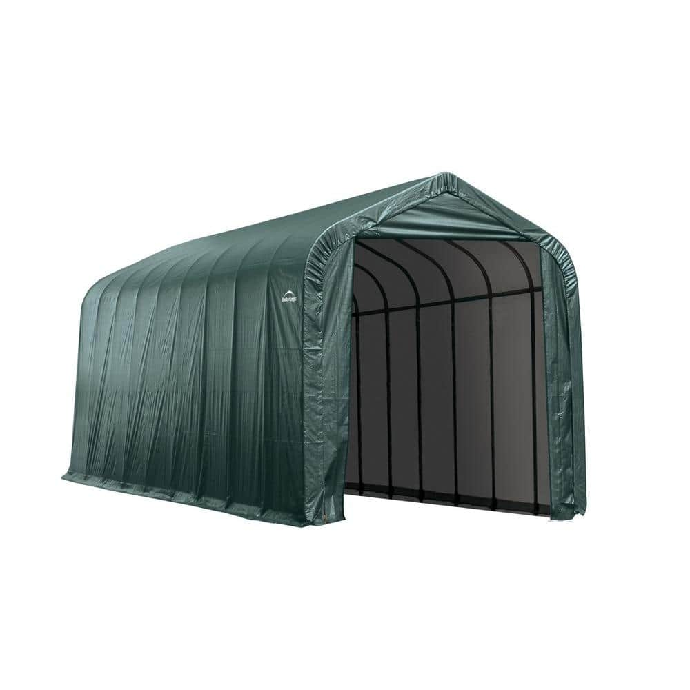 ShelterLogic 16 ft. W x 36 ft. D x 16 ft. H Steel and Polyethylene Garage Without Floor in Green with Corrosion-Resistant Frame