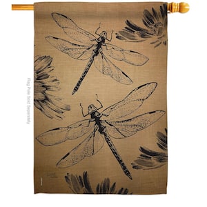 28 in. x 40 in. Dragonfly Bugs Frogs House Flag 2-Sided Garden Friends Decorative Vertical Flags