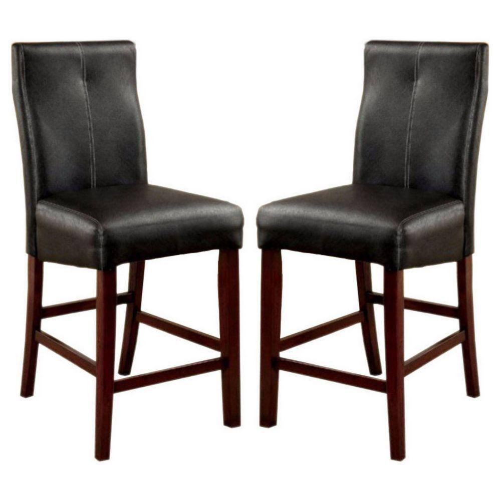 Eccentric Angle Black Leatherette Counter Height Chair, Set of 2