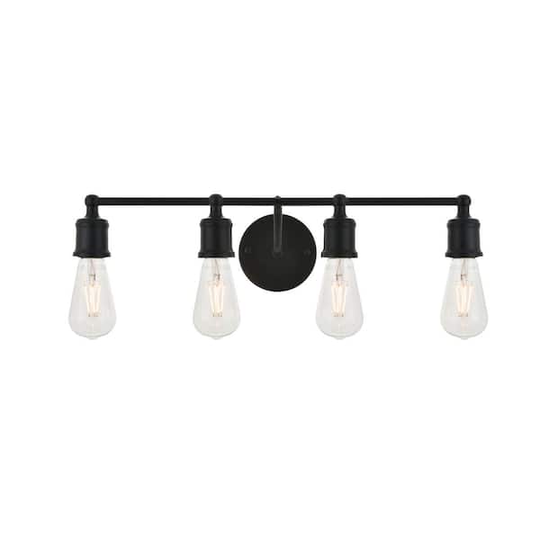 Unbranded Timeless Home Sofia 22.1 in. W x 5.6 in. H 4-Light Black Wall Sconce