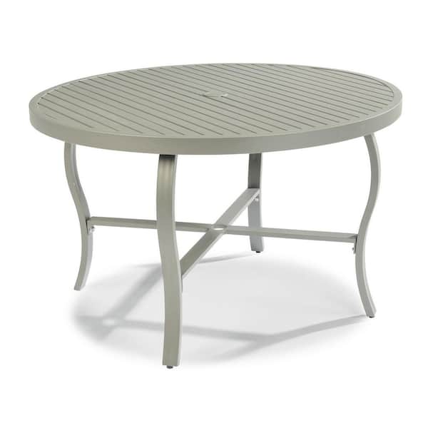 HOMESTYLES Captiva 48 in. Charcoal Gray Round Cast Aluminum Outdoor Dining Table